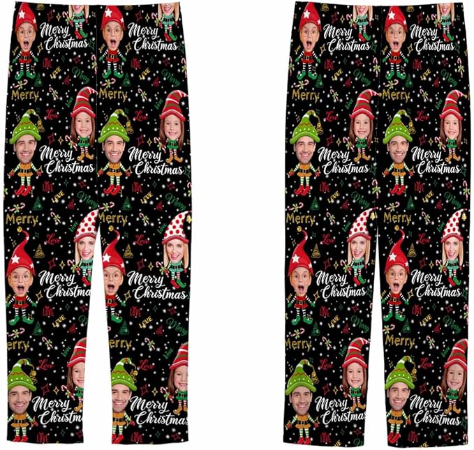 Custom Pajama Pants Women Personalized Face Pajamas Bottom Couple Pajama Pants Valentines Day Christmas Gifts