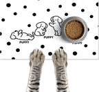 Puppy Pattern Pet Feeding Mat 24x16 Inch Polka Dot Pet Feeding Area Mat Pet Food Mat Pet Mats for Food and Water Dog Mat for Food and Water Indoor Feeding Corner Kitchen Floor Decor