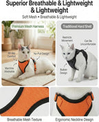 Luxelle 2 Pack Escape-Proof Cat Harness and Leash Set for Walking – Adjustable No Pull Soft Vest with Easy-Wear Buckle, Reflective Straps, Breathable Mesh – Outdoor Travel Harness for Cats & Kittens