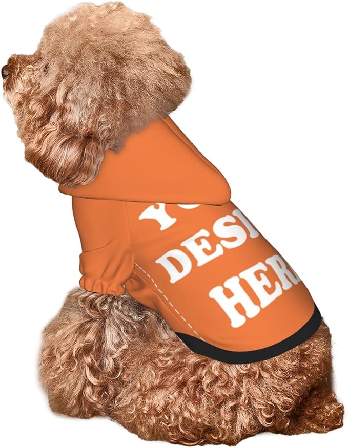 Dog Clothes, Custom Dog Hooded Sweatshirt, Personalized Pet Costume Robe Shirt with Text/Image/Club Name/Pet Shop Logo for Small Medium Large Dogs and Cats, Orange, S