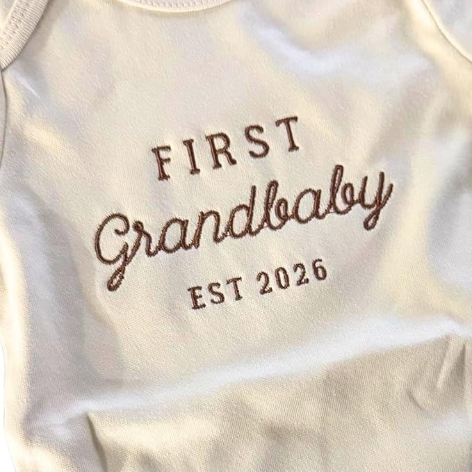COUPLEHOODIES Personalized Baby Onesie Bodysuit – Custom Embroidery Gift for Pregnancy Reveal Baby Shower or First Grandchild