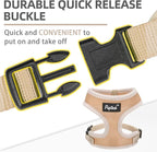PUPTECK Soft Mesh Dog Harness and Leash Set Pet Puppy Cat Comfort Padded Vest No Pull Harnesses, Solid Beige, S