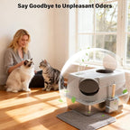 Extra Large Stainless Steel Litter Box with Lid, High Sided Enclosed Metal Cat Litter Box, Dog Proof Front Entry Top Exit, Odor Control, Easy to Clean, Leak Proof, Included Scoop & Mat
