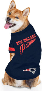 NFL New England Patriots Dog & Cat T-Shirt - Small, Football Team Fan PET TEE Shirt - Durable, Cute Stripe Design