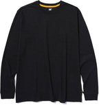 Caterpillar Trademark Banner Long Sleeve Tee Shirts for Men with Center Back Neck Wire Management Loop and Cat Workwear Logo