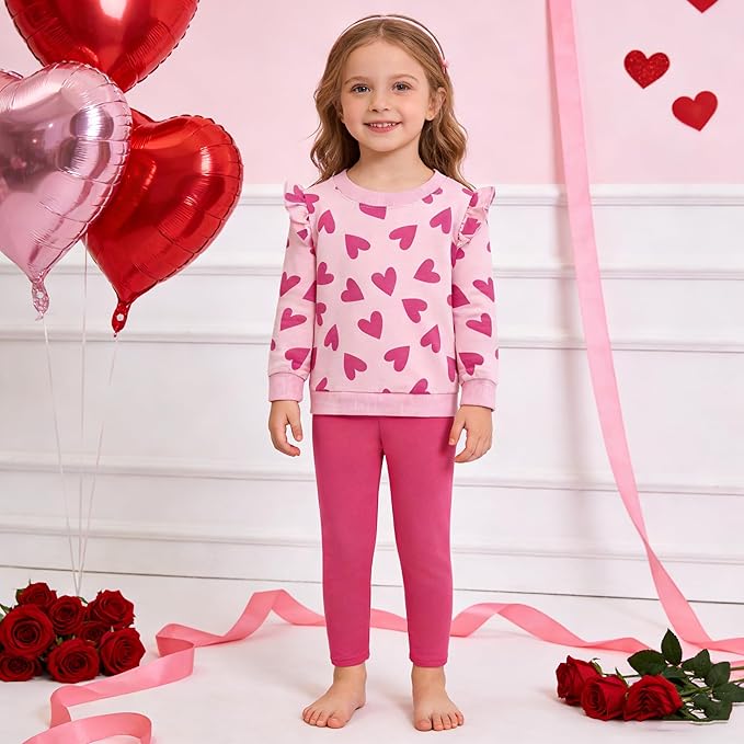 Little Girls Unicorn Outfits 2 Piece Kids Ruffle Sleeve Sweatshirt + Leggings Fall Leopard Clothing Sets 2-10 Years Old