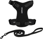 Voyager Escape-Proof Step-in Lock Cat Harness & 5ft Neoprene-Handle Leash Set All-Weather Mesh with Reflective Stitching for Small to Large Cats by Best Pet Supplies, Black, S