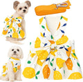 Dog Dress Bowknot Harness Leash Set for Small Girl Dogs Yellow Lemon Dog Cat Clothes Cute Puppy Outfits Pet Clothes Spring Summer Breathable Dresses(Large)