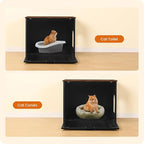 Dwanton Cat Litter Box Furniture Hidden, Cat Litter Box Enclosure, Reversible Entrance Can Be on Left or Right Side, Indoor Cabinet, Wooden Washroom, End Table, Black and Rustic Brown, 27.6" L