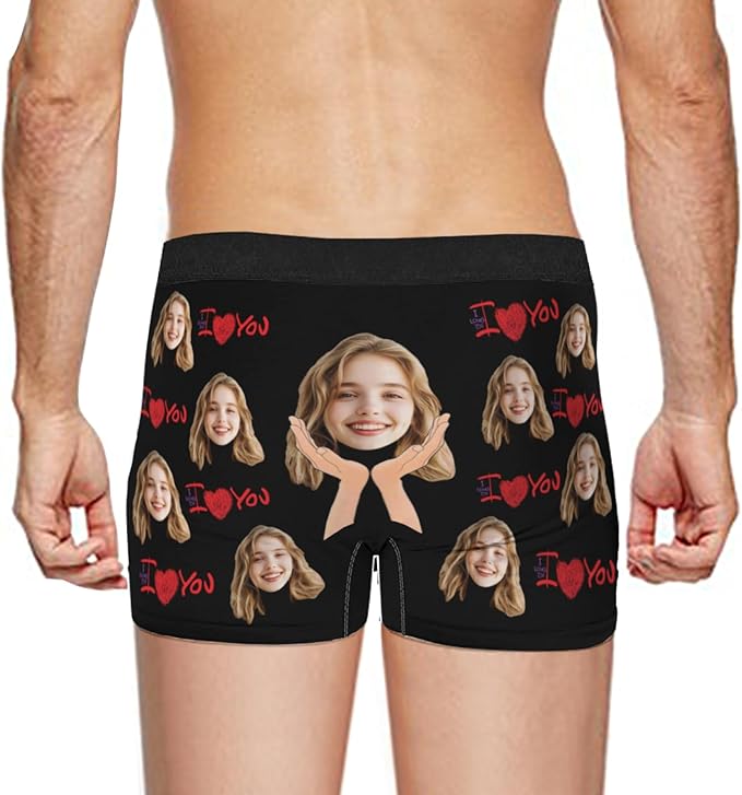 Personalized Underwear for Men with Face Custom Face Boxers Customized Boxer Briefs Funny Gifts for Him Husband Boyfriend