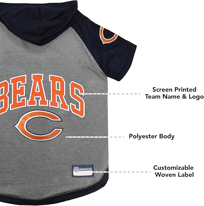 Pets First Chicago Bears Hoodie for Dogs & Cats. NFL Football Licensed Dog Hoody Tee Shirt, Small. Sports Hoody T-Shirt for Pets. Licensed Sporty Dog Shirt (CHI-4044-SM)