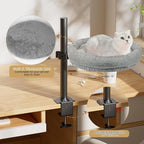 Cat Bed - with 360 Rotation & Adjustable Height - Soft & Comfortable - Indoor Cats Up to 40 lbs (Grey)