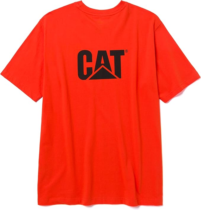CAT Men's Trademark T-Shirts with Shape-Retention Rib Trim Spandex, Tagless Neck, and Cat Logo on Left Chest