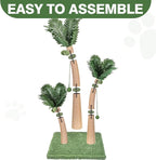 40'' Tall Cat Scratching Post Cat Tree, 3 Curved Design Palm Tree Cat Scratching Post with 8 Interactive Balls, Natural Sisal Rope Cat Scratchers for Indoor Cats, Multi-Combinable (Style D)