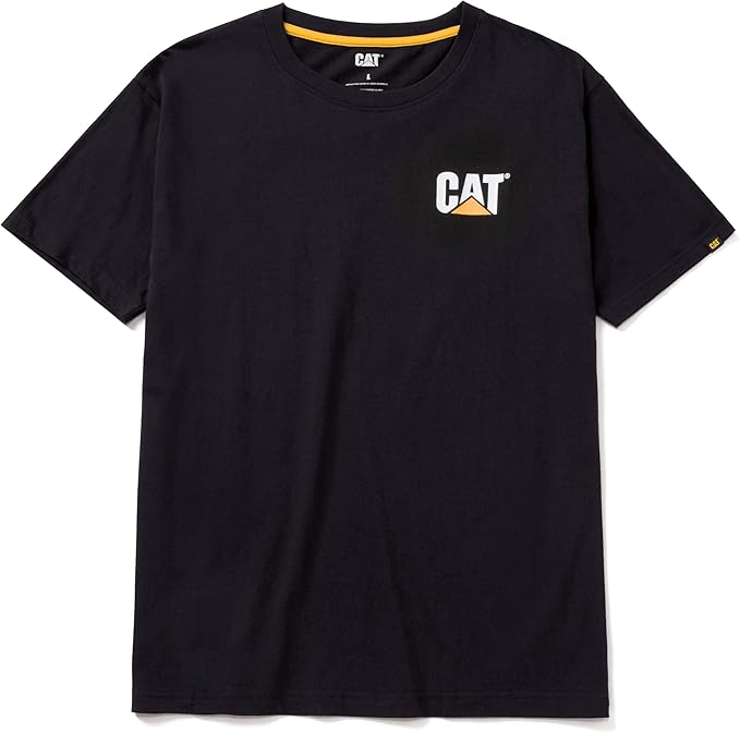 CAT Men's Trademark T-Shirts with Shape-Retention Rib Trim Spandex, Tagless Neck, and Cat Logo on Left Chest