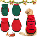 Custom Dog Hoodie, Personalized Sweatshirt with Photo Text Name Logo, Customized Hooded Sweater for Small Medium Large Dogs & Cats (Red + Green Border, Medium)