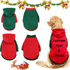Custom Dog Hoodie, Personalized Sweatshirt with Photo Text Name Logo, Customized Hooded Sweater for Small Medium Large Dogs & Cats (Red + Green Border, Small)