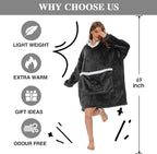 Wearable Blanket Hoodie with Giant Pocket, Soft Warm Sherpa Fleece Oversized Blanket Sweatshirt Gifts for Women Men