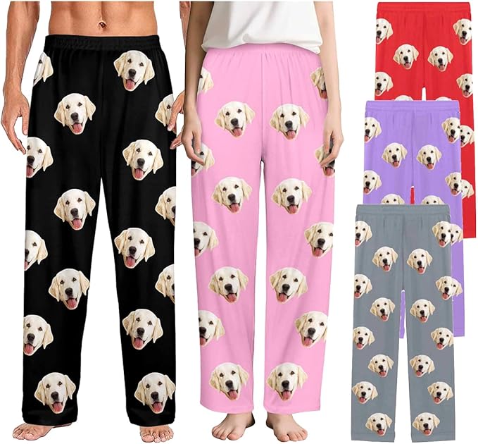 Custom Couple Pajama Pants Sock with Funny Face, Personalized PJ Anniversary Birthday Women Men Pants