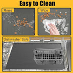 51.2"x25.6"(130cm×65cm) Largest Dog Food Mat, XXXXL Silicone Dog and Cat Mat for Food and Water Bowls, Thinken Waterproof Non-Slip XXXL Pet Feeding Mat for Floors, Dark Blue