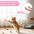 4 Pcs Cat Feather Toys, Cat Toys Wand with Bell Beads Teaser Wire Wand for Cats Chase Exercise Play