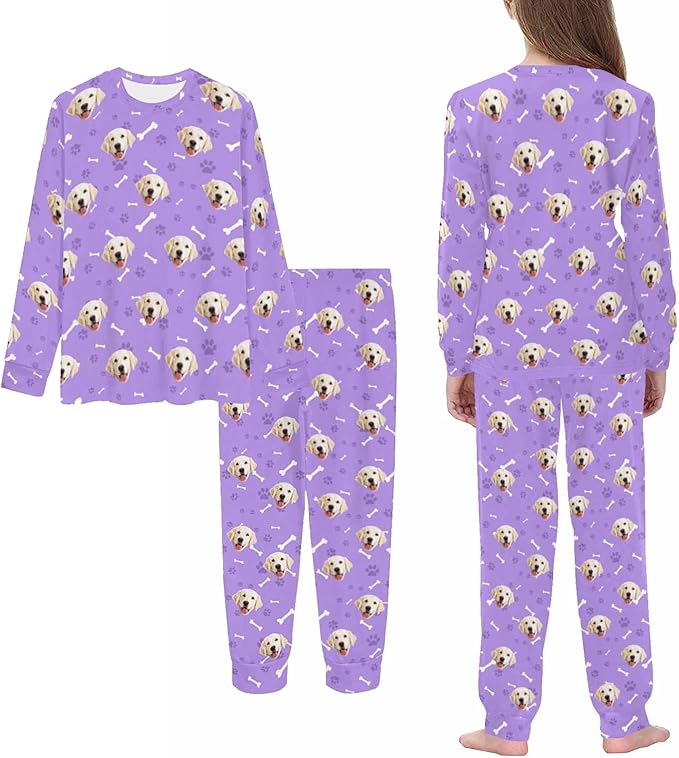 MyPupSocks Customizable Pet Lover Pajama Sets | Personalized Face Printed Sleepwear for Daughter & Son