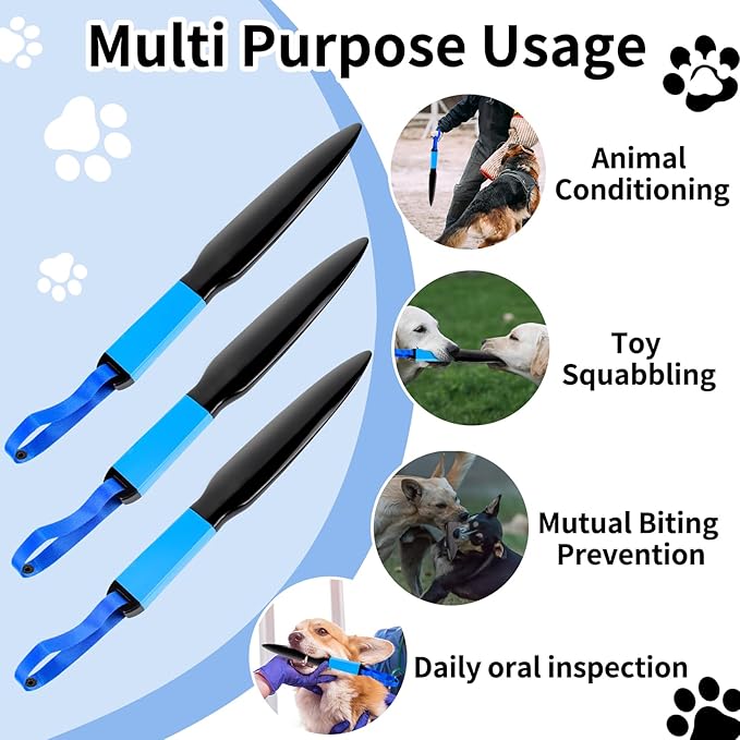 3PCS Dog Break Stick for Small Medium Dogs 13.6Inch Training Tool Chew Toy, Stress Relief Interactive Stick, Indoor Outdoor Pet Supplies (Black+Blue)