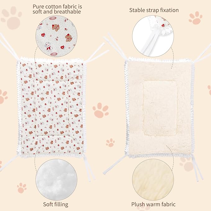 Reversible Silent Cat Bed Self Warming Pet Pad Thin Style Mat Washable Cushion Pad, Pad for Window Perch Outdoor Cat Houses, for Cats, Small Dogs, Rabbits, Non Electric,(Red Puppy,L)