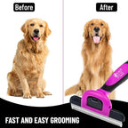 Deshedding and Grooming Tool - Stainless Steel Knot Detangler Comb for Dogs & Cats, Reduces Shedding by 95% (Pink)
