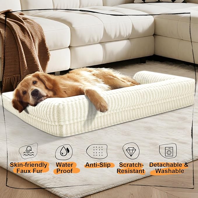 Dog Bed Medium Size Dog-Orthopedic Waterproof Bed for Dogs,Foam Couch Sofa with Washable Removable Cover & Non-Slip Bottom