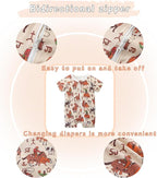 Unisex Summer Trendy 2-Pack Rompers Short Sleeve Zipped Bodysuit Infant Cotton Outfits