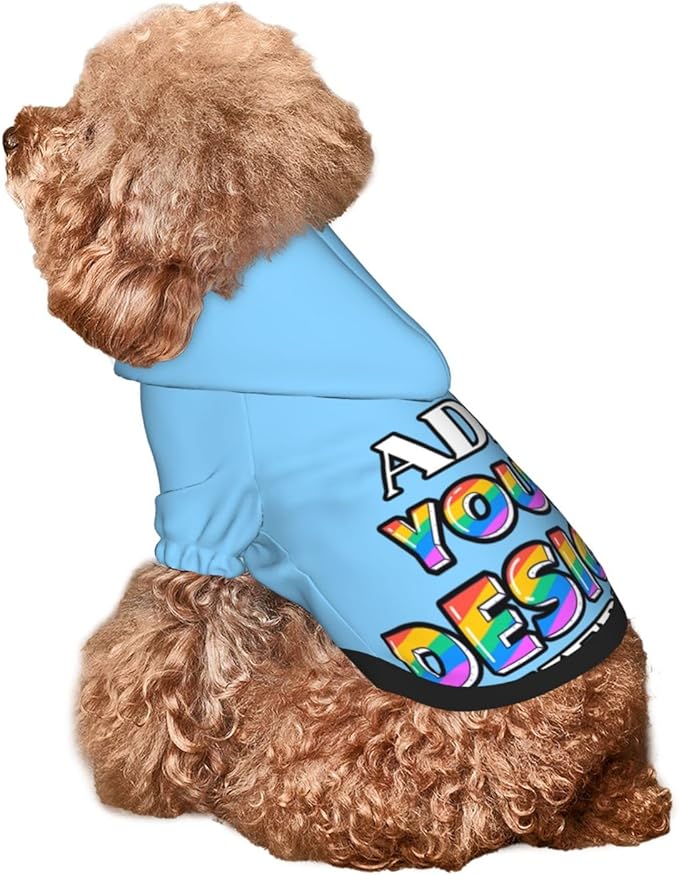 Personalized Dog Hooded Sweatshirt, Custom Pet Pullover Hoodie Design Your Own Text Image for Small Dogs Puppy Cat Kitten Clothes Dog Shirt Customizable, Customized Gifts, Light Sky Blue, S,