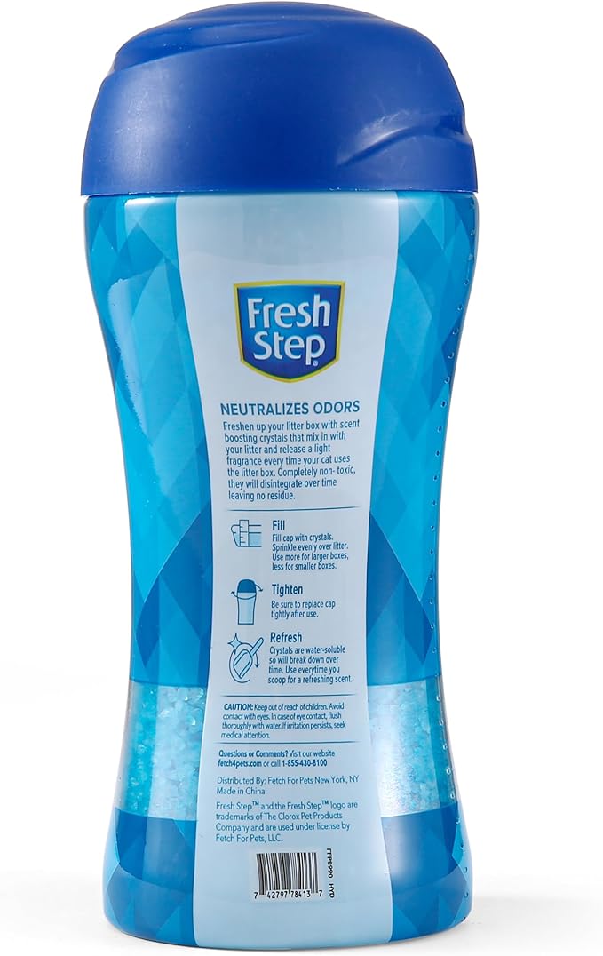Fresh Step Cat Litter Crystals Deodorizer, Non Toxic Odor Neutralizing Crystals for Litter Boxes that Help Control Smells and Keep Home Areas Fresh, Fresh Scent, 15 Ounce - 3 Pack