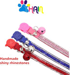 THAIN Basic Adjustable Cat Collar Bling Diamond Breakaway with Bell for Kitten Girl boy (Pink)