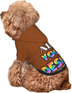 Custom Dog Hoodie for Small Pets, Personalized Photo Text Pet Warm Pullover Sweatshirt with Name Number, Customized Gifts Soft Hooded Cats Kitten Clothes, Saddle Brown, M,