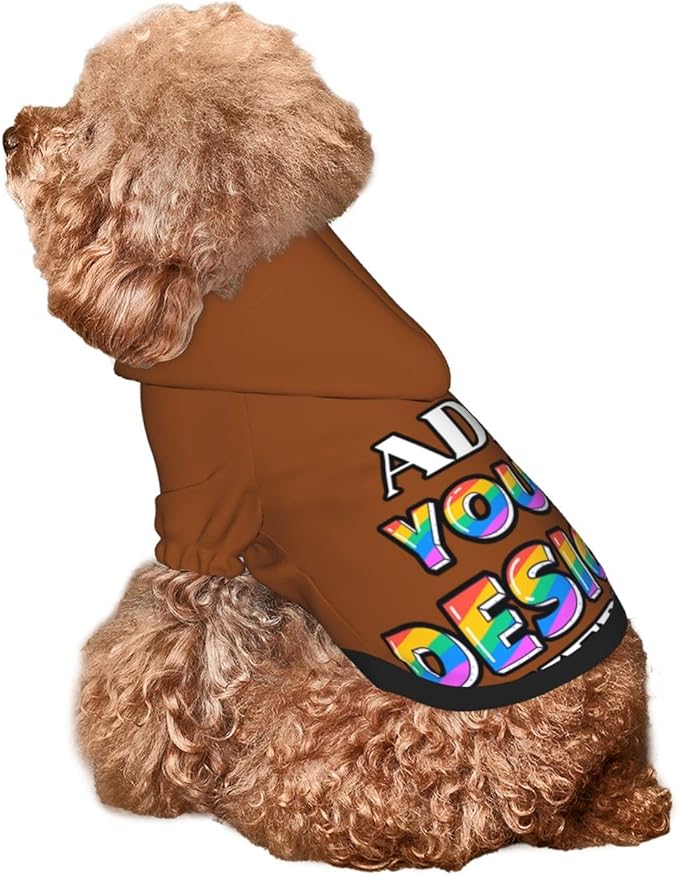 Custom Dog Hoodie for Small Pets, Personalized Photo Text Pet Warm Pullover Sweatshirt with Name Number, Customized Gifts Soft Hooded Cats Kitten Clothes, Saddle Brown, M,