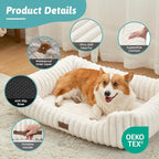 Cute Pet Bed for Small Dogs & Cats - Washable Rectangle Dog Bed with Anti-Slip Bottom, Soft Calming Cat & Puppy Bed for Indoor Pets (30"x23"x7", Cream)