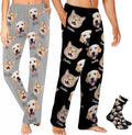 MyPupSocks Custom Pajama Pants for Pet Lover, Personalized Photo Face Printed Pajama Bottoms Sleepwear with Pockets