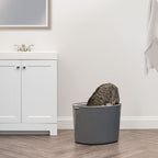 IRIS USA Cat Litter Box, Large Top Entry with Litter Catching Lid and Scoop, Dog Proof, Cat Box Enclosure, Dark Gray/White