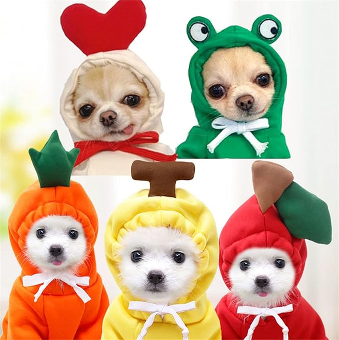 Warm Dog Winter Clothes Cute Fruit Dog Coat Hoodies Fleece Pet Dogs Costume Jacket for French Bulldog Chihuahua Ropa para Perro(Green,XL)