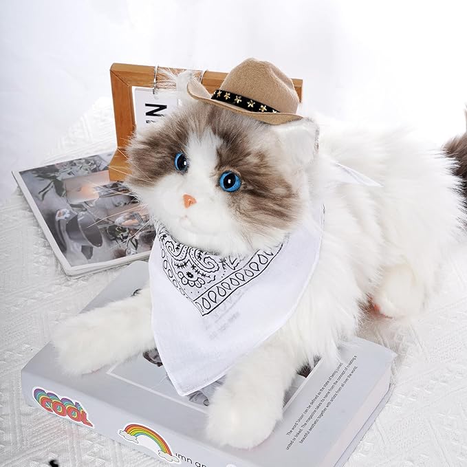 choyaxo Halloween Costumes for Dogs Cat Pet Cowboy Costume Cowboy Hat with Bandana Set for Halloween, Christmas, Holiday, Party, Cosplay (Khaki, Large)