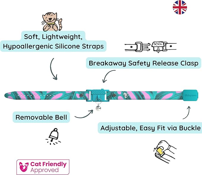 Kittyrama Botanicals Monstera Kitten Collar. Award Winning. Hypoallergenic, Quick Release Breakaway, Comfy & Soft. Vet Approved. Other Styles Available