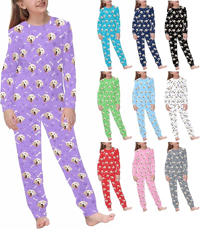 MyPupSocks Customizable Pet Lover Pajama Sets | Personalized Face Printed Sleepwear for Daughter & Son