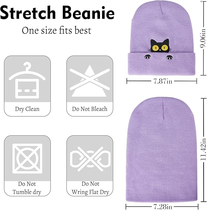 Funny Beanies Warm Knit Hats Fall Winter Black Hip Pop Knit Hat Cap for Women Men