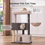 Gardner Pet 41" Tall Cat Tree Corduroy for Medium-Large Cats, Heavy Duty Cat Trees Towers with 2.8in Posts & Washable Top Perches, Easy to Assembly