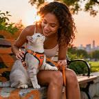 rabbitgoo Cat Harness and Leash for Walking, Escape Proof Soft Adjustable Vest Harnesses for Cats, Easy Control Breathable Reflective Strips Jacket, Orange, S