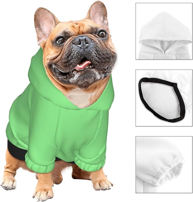 Personalized Dog Hooded Sweatshirt, Custom Pet Pullover Hoodie Design Your Own Text Image for Small Dogs Puppy Cat Kitten Clothes Dog Shirt Customizable, Customized Gifts, Light Green, S,