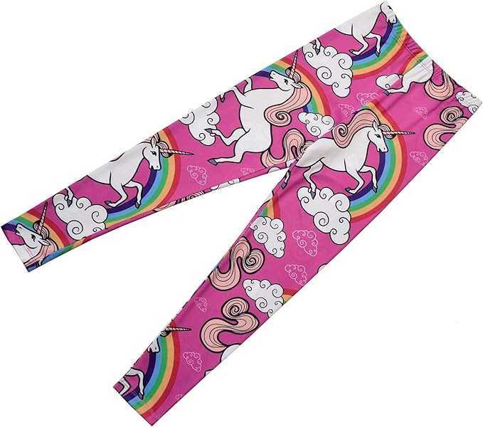 Girl Unicorn Leggings Kid Rainbow Print Legging Tights Trousers Slim Long Pants