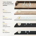 Orthopedic Dog Beds for Extra Large Dogs, Waterproof Egg Crate Foam XL Dog Bed with Sides 41x27Inch, Washable Big Dogs Couch Beds with Removable Cover and Nonskid Bottom, Brown