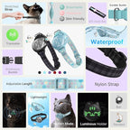 Waterproof Airtag Cat Collar, Breakaway Cat Airtag Collar with Luminous & Reflective Fish Pattern, Lightweight Kitten Collars for Apple Air tag, Hidden GPS Tracker Holder for Cats, Kittens(9-13")